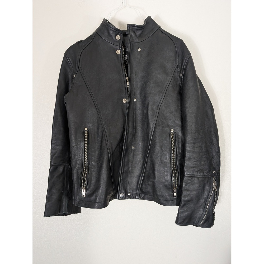 The Jacket Maker Women Small/Medium Black Leather Motorcycle Jacket Custom Size